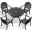 Fonte d'aluminium d'extérieur avec coussins - Noir et siège de patio