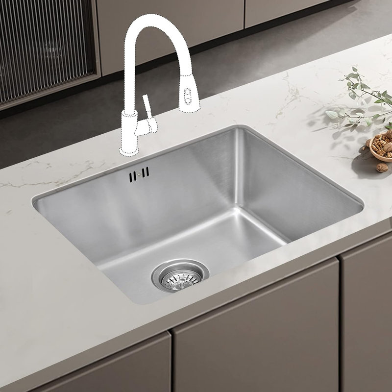 Belfry Kitchen Forsyth 440mm W Single Bowl Stainless Steel Kitchen Sink 0, 200cm H x 440cm W x 540cm L