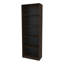Bibliothèque en noyer teinté à 5 tablettes avec rangement ouvert et 4 niveaux pour ranger les articles essentiels dans l'espace de vie principal, structure en bois, tablettes fermées à l'arrière, grand dossier horizontal vertical, panneau de particules idéal