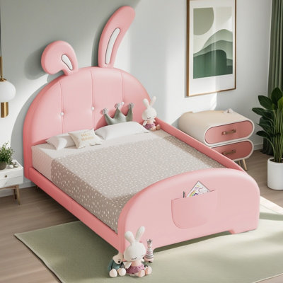 Twin Size Upholstered Rabbit-Shape Princess Bed