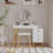 Dressing Table With LED Lights Glass Top Dressing Table With Extendable Side Table 5 Drawers Dressing Table With Mirror And Stool For Bedroom