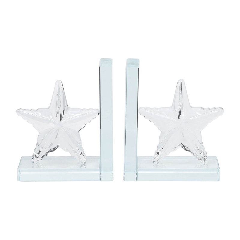 Ensemble de serre-livres en cristal de 5 po avec accoudoirs décoratifs célestes transparents