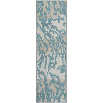 Premium Machine Washable Prisco Teal Rug