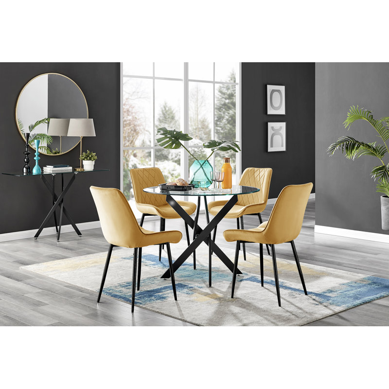 4 - Person Dining Set, Mustard/Black