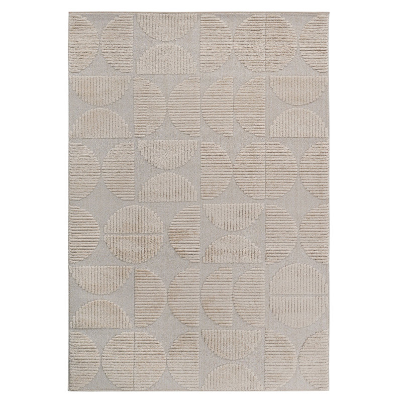 Step Collection Multi-Size Beige High-Low Area Rug - Modern Geometric Non-Shedding Carpet For Home, Rectangle 144" L x 108" W