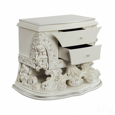 Table de chevet au fini blanc antique