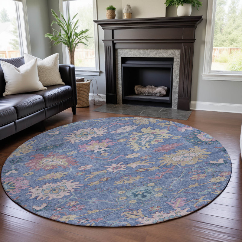 Premium Machine Washable Gurubaksh AMF1154 Global Rug, Round 8'