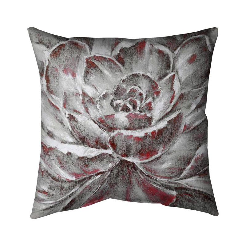 Gray and pink flower - 18"x18" Throw pillow - Poly twill - Print on demand, Pink, 18"H x 18"W