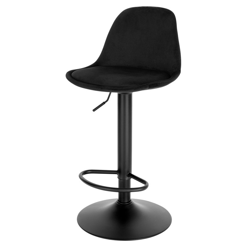 Aljosha Swivel Upholstered Adjustable Height Counter Stool with Metal Frame, Black, 4