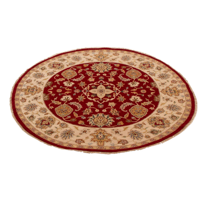 Tapis rouge foncé noué à la main One Of Kind Jamshidpour 6 pi 0 po x 6 pi 0 po