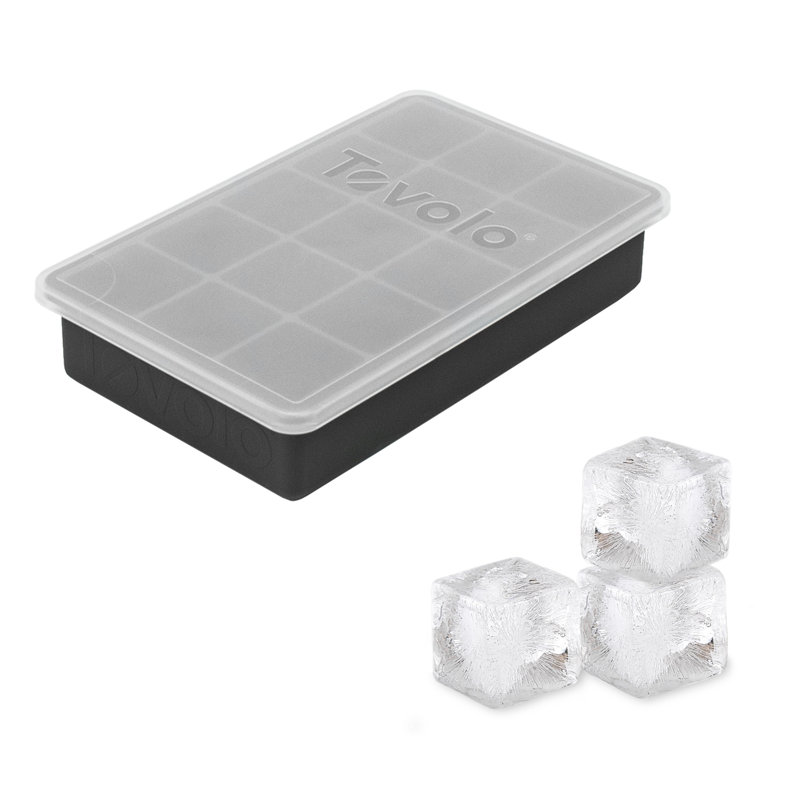 Charcoal Gray Silicone Perfect Cube Ice Tray with Lid