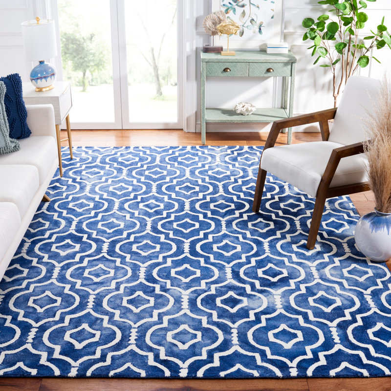 Tapis bleu touffeté à la main Berman, Rectangle 4 pi x 6 pi