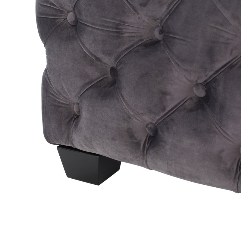 Grey Modern With Soft Velvet And Button Tuft Design, 28.65" W X D 18.73" H Upholstery Tufting, 29x29x18.73 Inches, Gray