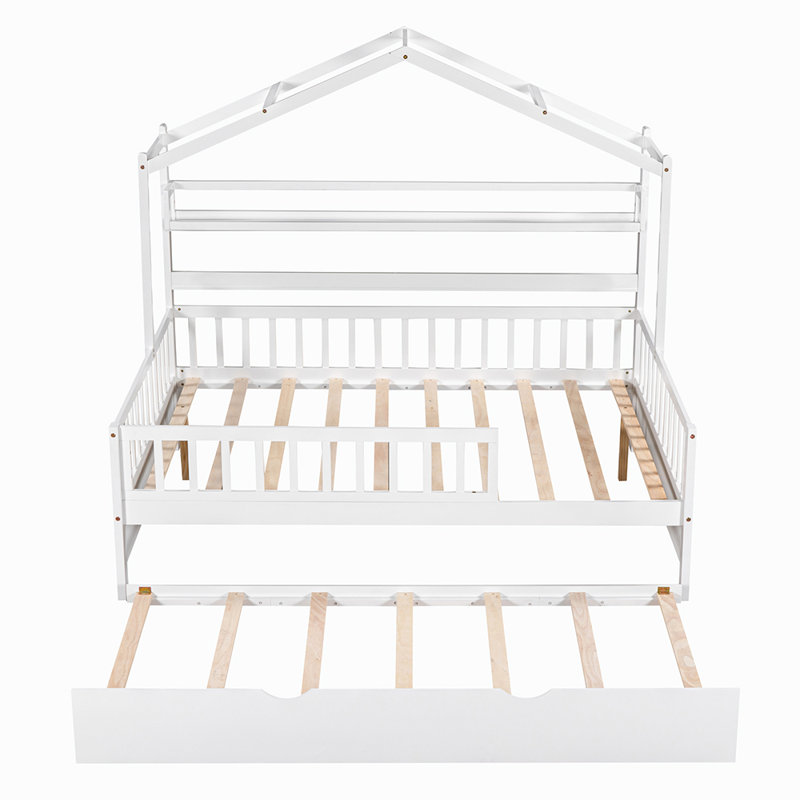 Lit gigogne en bois, Blanc, Double