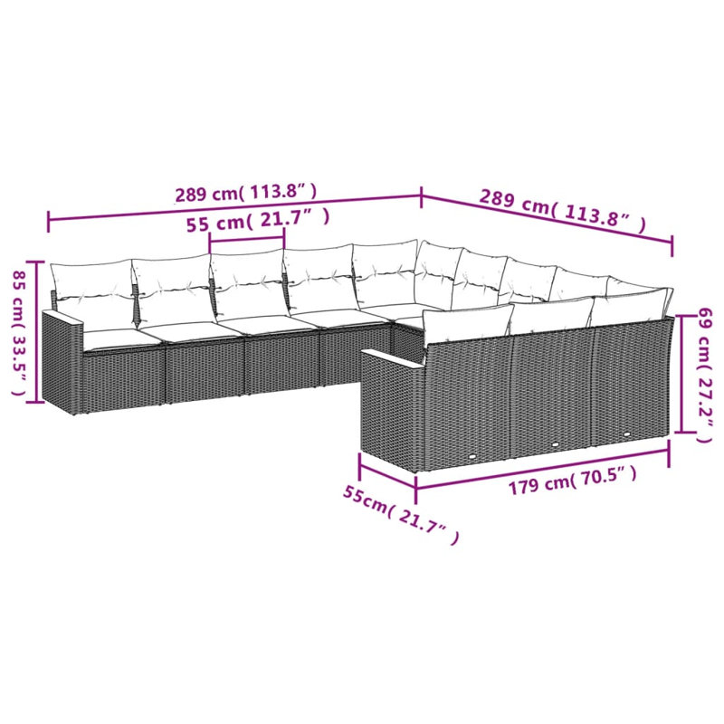 Ensemble de canapé de jardin Vidaxl