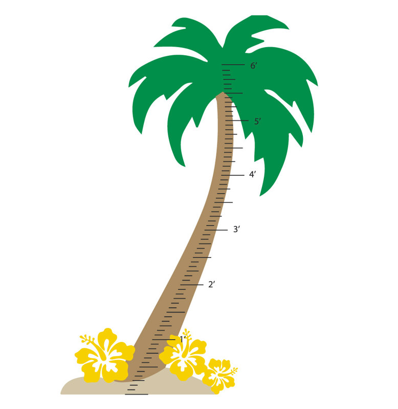 Décalcomanie murale graphique de croissance palm tree, Jaune