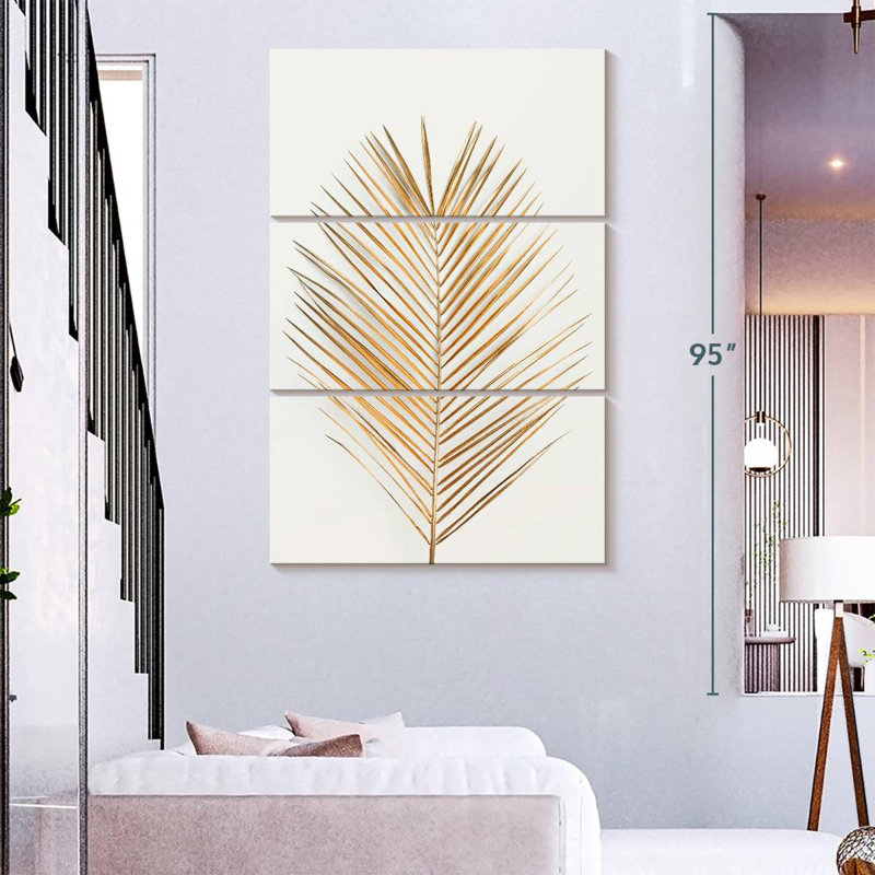 Feuille de palmier Harnek or, H 74 po x l 48 po