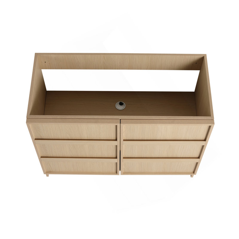 Meuble-lavabo autoportant 42 po et 2 portes d'armoire à fermeture en douceur, contreplaqué, chêne Dune (KD-PACKING)