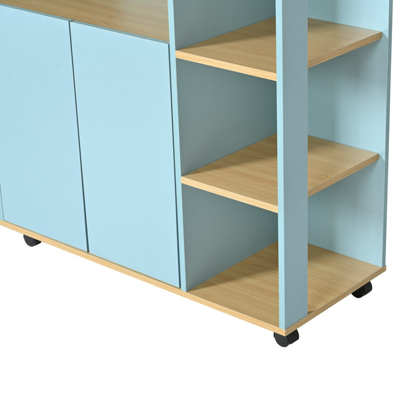 Alexandor Wood Kitchen Cart, Light Blue