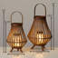 Ensemble de 2 lanternes debout en osier 18,5 "et 15,25" DEL