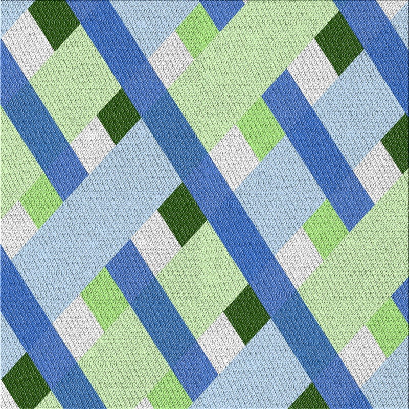 Tapis vert/bleu de mer à motifs, Carré 5 pi