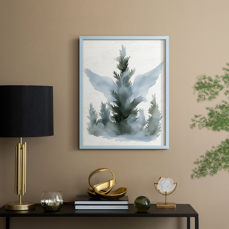 «Christmas Holiday Art CMVII», reproduction encadrée - bois massif, Bleu, H 21 po x l 17 po