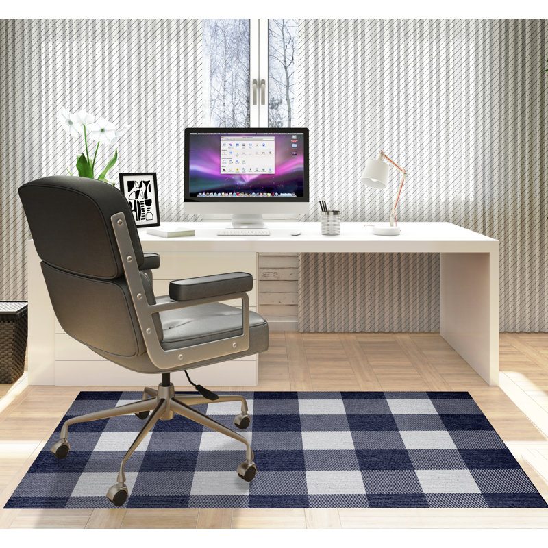 Rectangle Chair Mat with Straight Cut Edge for Firm Surfaces, 36" W x 60" L, Navy