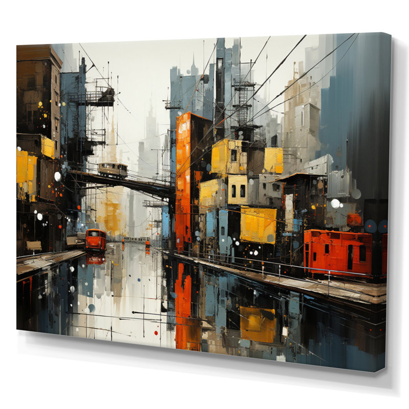 Cityscape Collage III - impression, H 16 po x l 32 po x P 1 po, Toile tendue