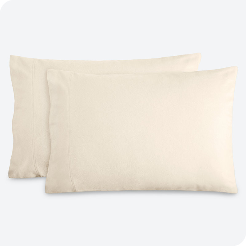 Housse de coussin 100% flanelle de coton, Sable, 2 très grandes taies d'oreiller
