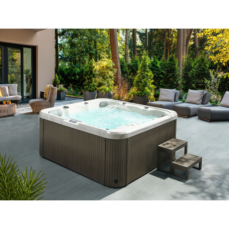 Ebern Designs CALIMA 5270V 6 Person 33 - Jet Square Hot Tub in Brown
