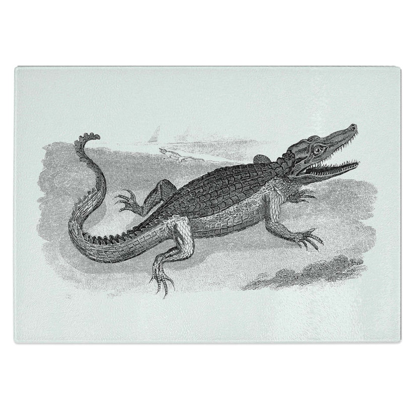 Tempered Glass Crocodile Chopping Board, 39 cm W x 28.5 cm L