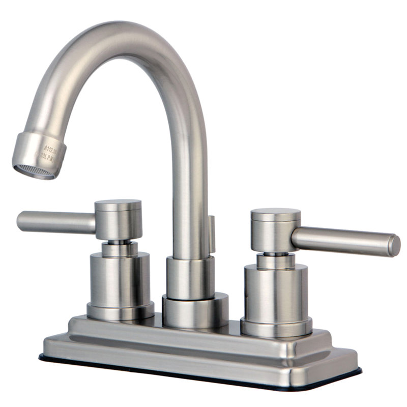Robinet de salle de bain central avec ensemble de drain South Beach, Nickel satiné