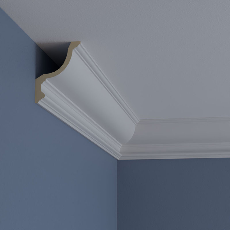 Maria 94.5" White Polyurethane Traditional Crown Moulding