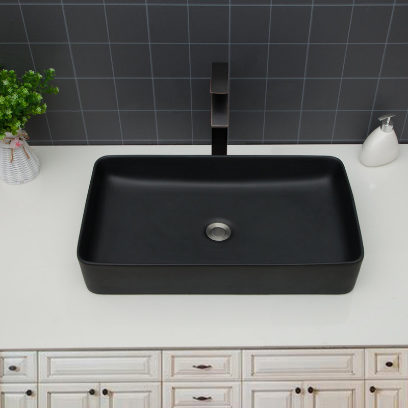 GAWEZA 13.5'' Ceramic Rectangular Bathroom Sink