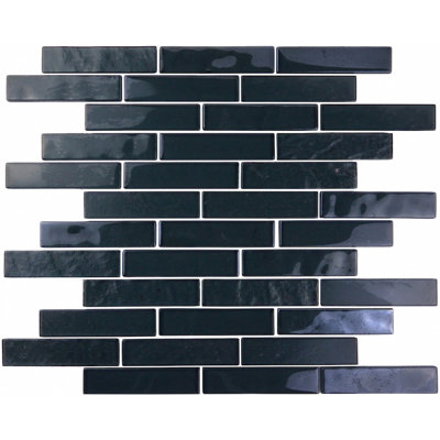 Landscape 1 in. x 4 in. Translucent Glass Plastic Face Mounted Brick Mosaic Designer Pool Tile