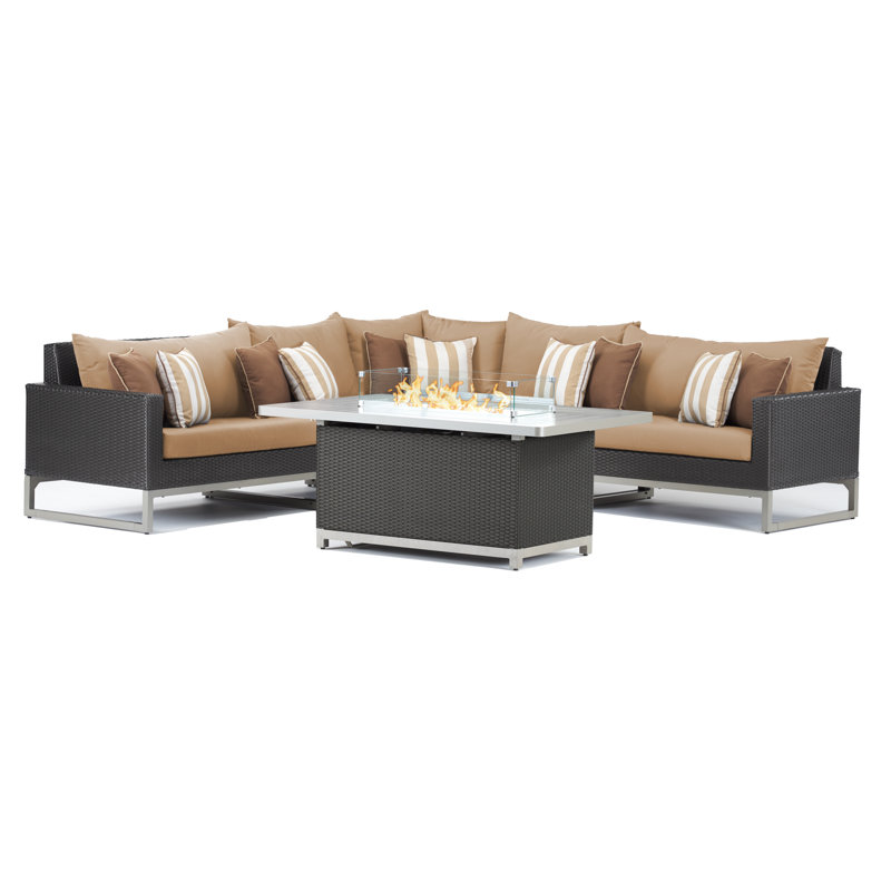 Ensemble de conversation modulaire avec coussins Sunbrella, Beige, Brun