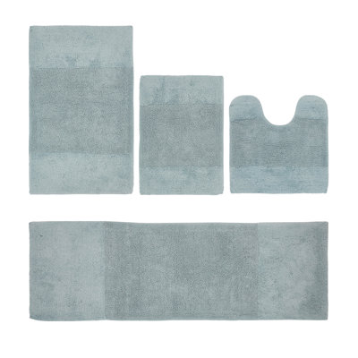 Ensemble de tapis pour salle de bain 100% coton 2155 GSM de qualité supérieure Granada, certifié OEKO-TEX®, envers en latex antidérapant, touffeté moelleux, super absorbant et lavable à la machine pour salle de bain, douche, baignoire et meuble-lavabo, bleu