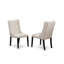 Ensemble de coin-repas 3 pièces pour petits espaces comprenant une table de cuisine ronde avec piédestal et 2 chaises de salle à manger Parson en tissu crème, noir-139396563-139396556-139396557