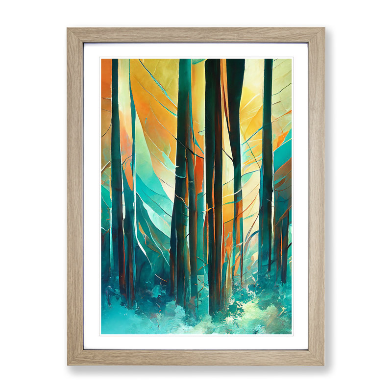 Forest Expressionism No.1 Abstract - Single Picture Frame Painting, 46cm H x 34cm W x 2cm D, Oak