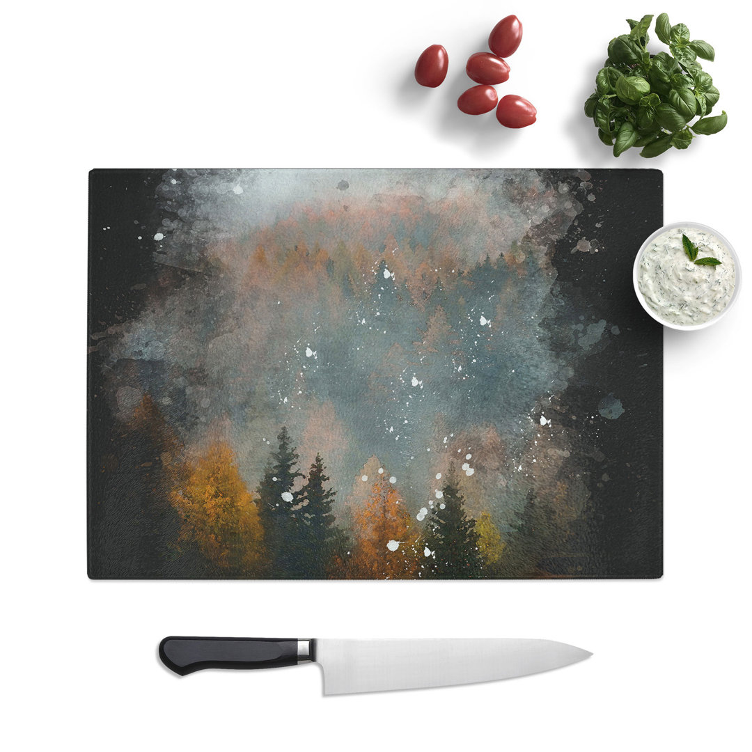 Tempered Glass Misty Forest in the Autumn Chopping Board