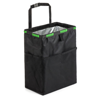 Hanging Car Trash Can Multipurpose Collapsible Auto Organizer Garbage Bin with Storage Pockets