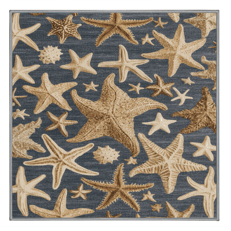  Washable Starfish Nautical Area Rug, Rectangulaire 2 pi x 3 pi