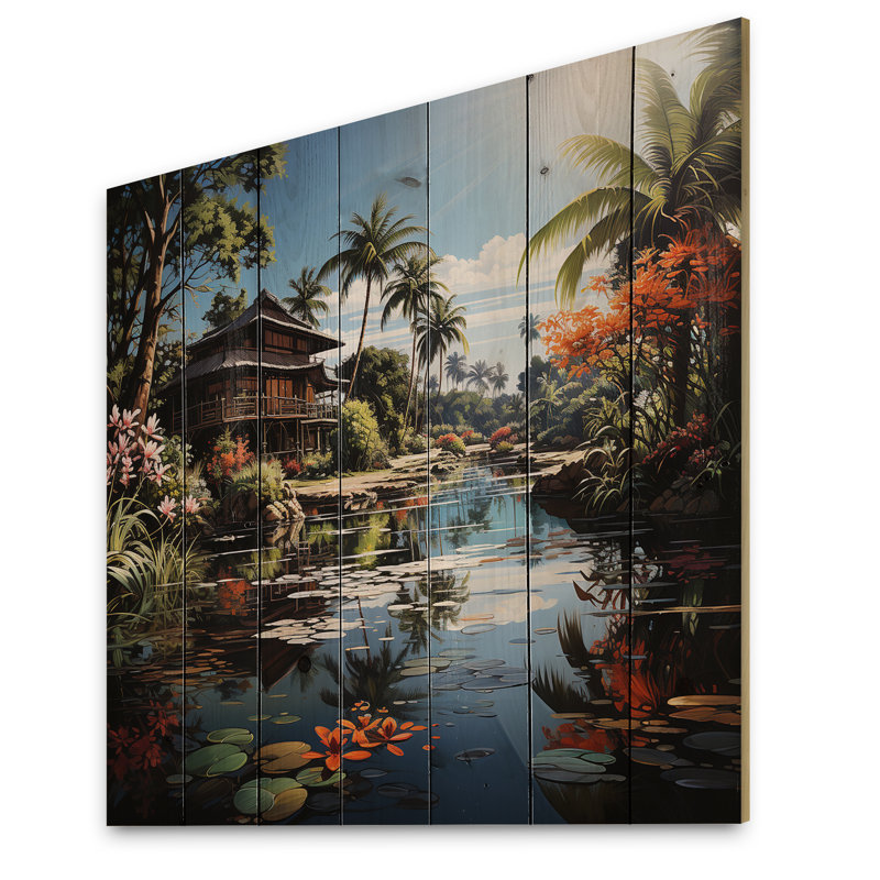Asian Art Bali Bliss On Wood Print, H 15 po x l 15 po x P 0,78 po