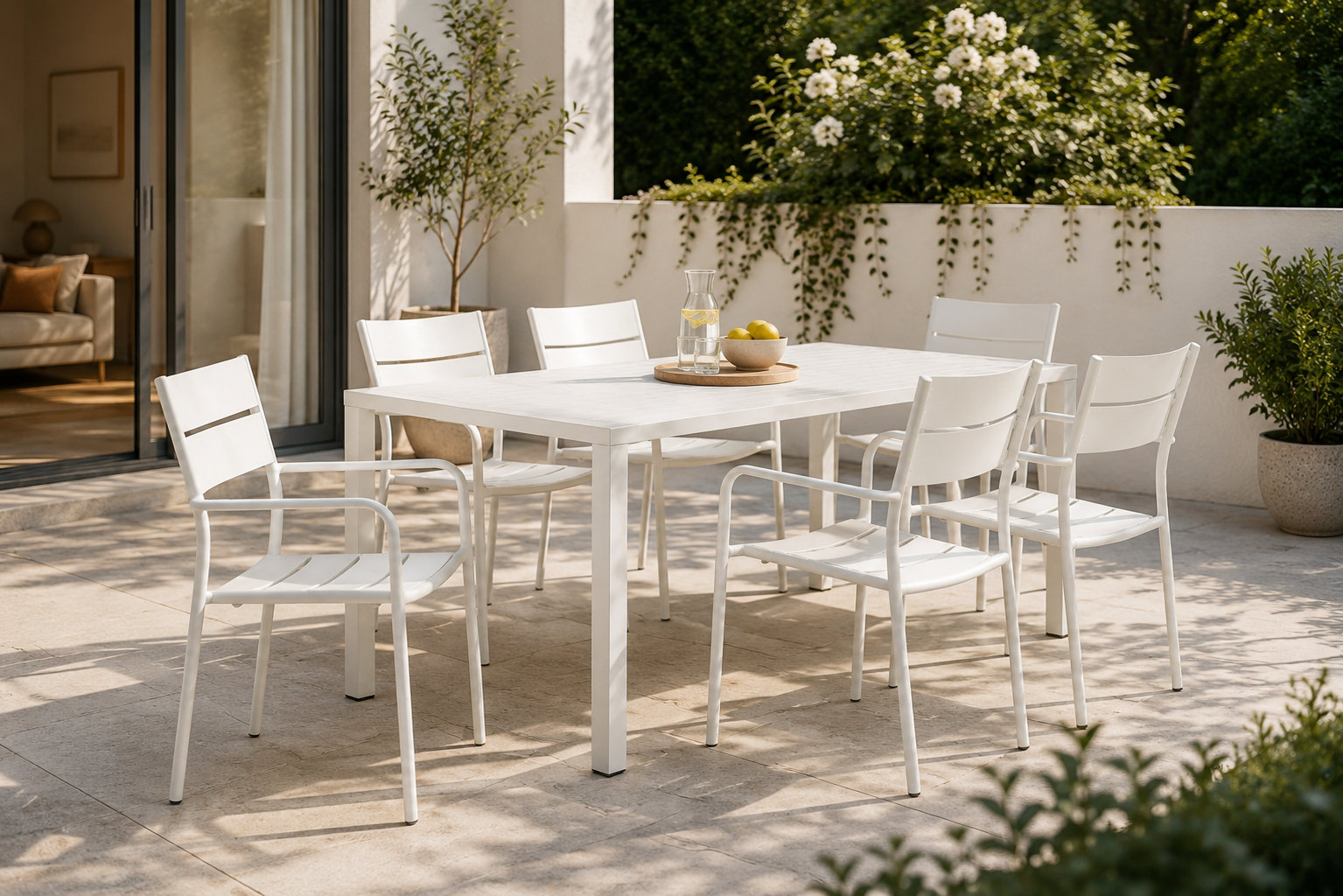 Ottie 71'' Aluminum Outdoor Dining Table, White