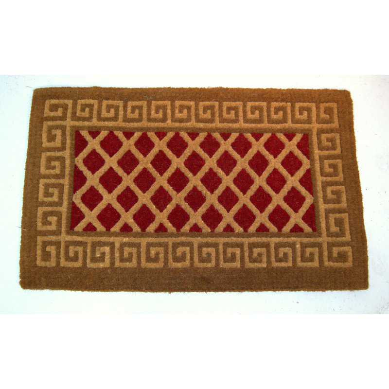 Tapis de porte à clé à bordure grecque diamants only Rieke, Rectangle 2 pi 6 po x 4 pi