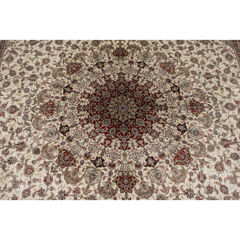Tapis turc ivoire et rouge 9 x 12