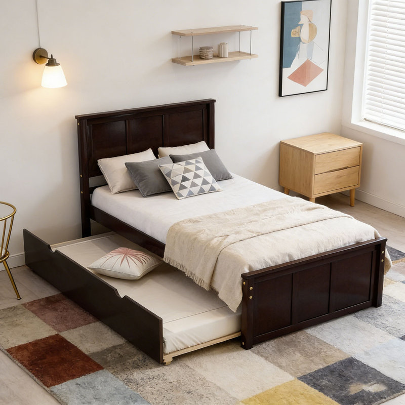 Lit plateforme avec lit gigogne simple, Gris