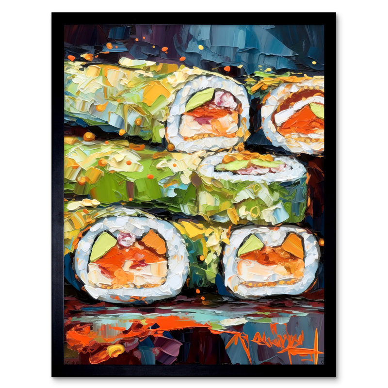 Lodovica Vibrant Japanese Cuisine Sushi Roll Oil Painting - Single Picture Frame Print