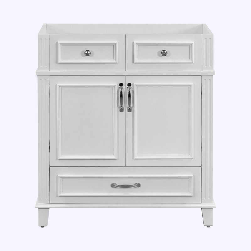 Meuble-lavabo de salle de bain sans lavabo supérieur, avec portes à fermeture douce, Blanc