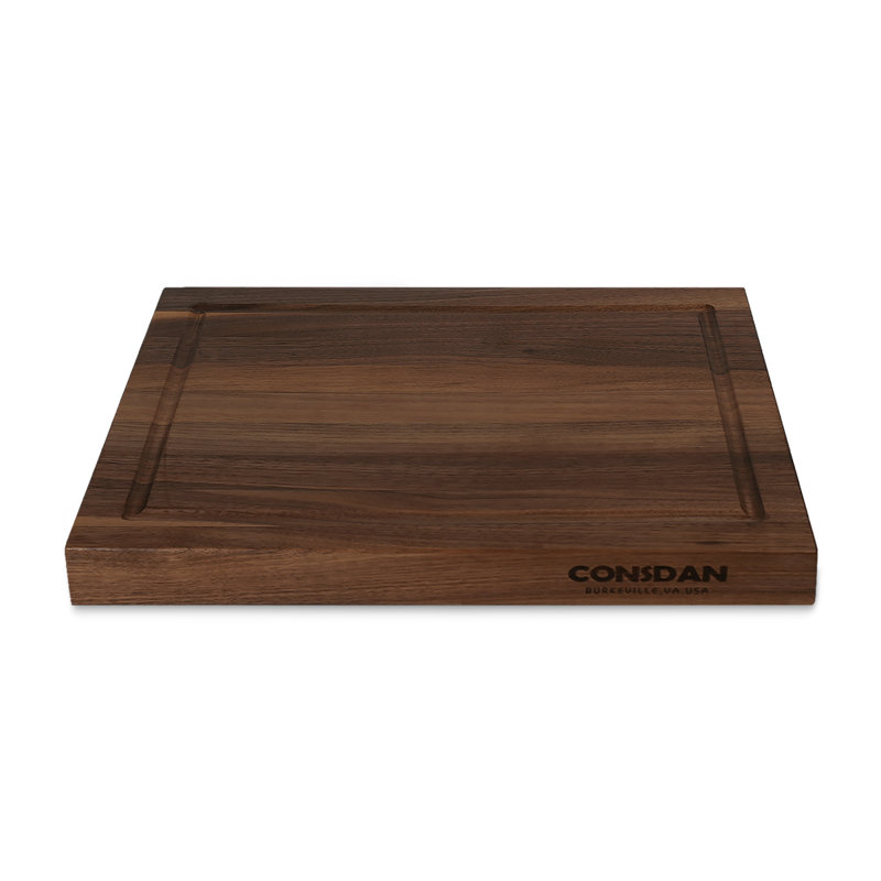 CONSDAN Black Walnut Butcher Block Cutting Board with Inner Handles